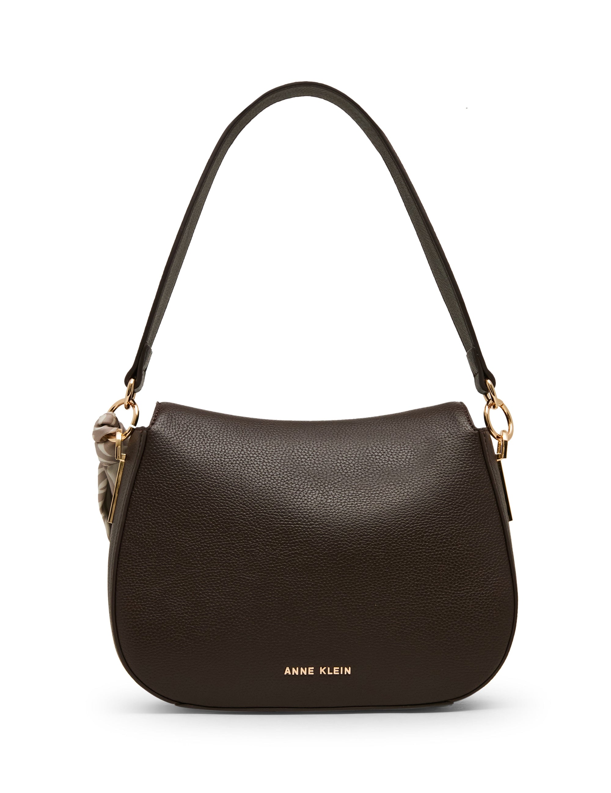 Anne Klein Flap Shoulder Bag with Scarf Detail