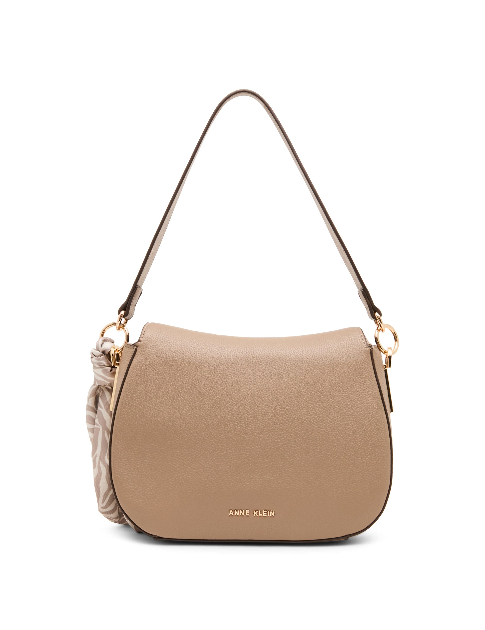 Anne Klein Flap Shoulder Bag with Scarf Detail