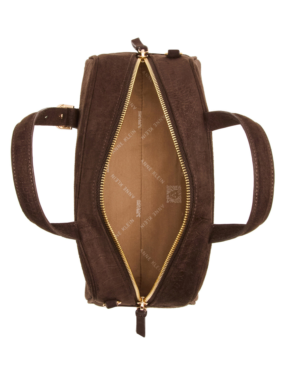 Anne Klein Faux Suede Crocodile Bowler Bag