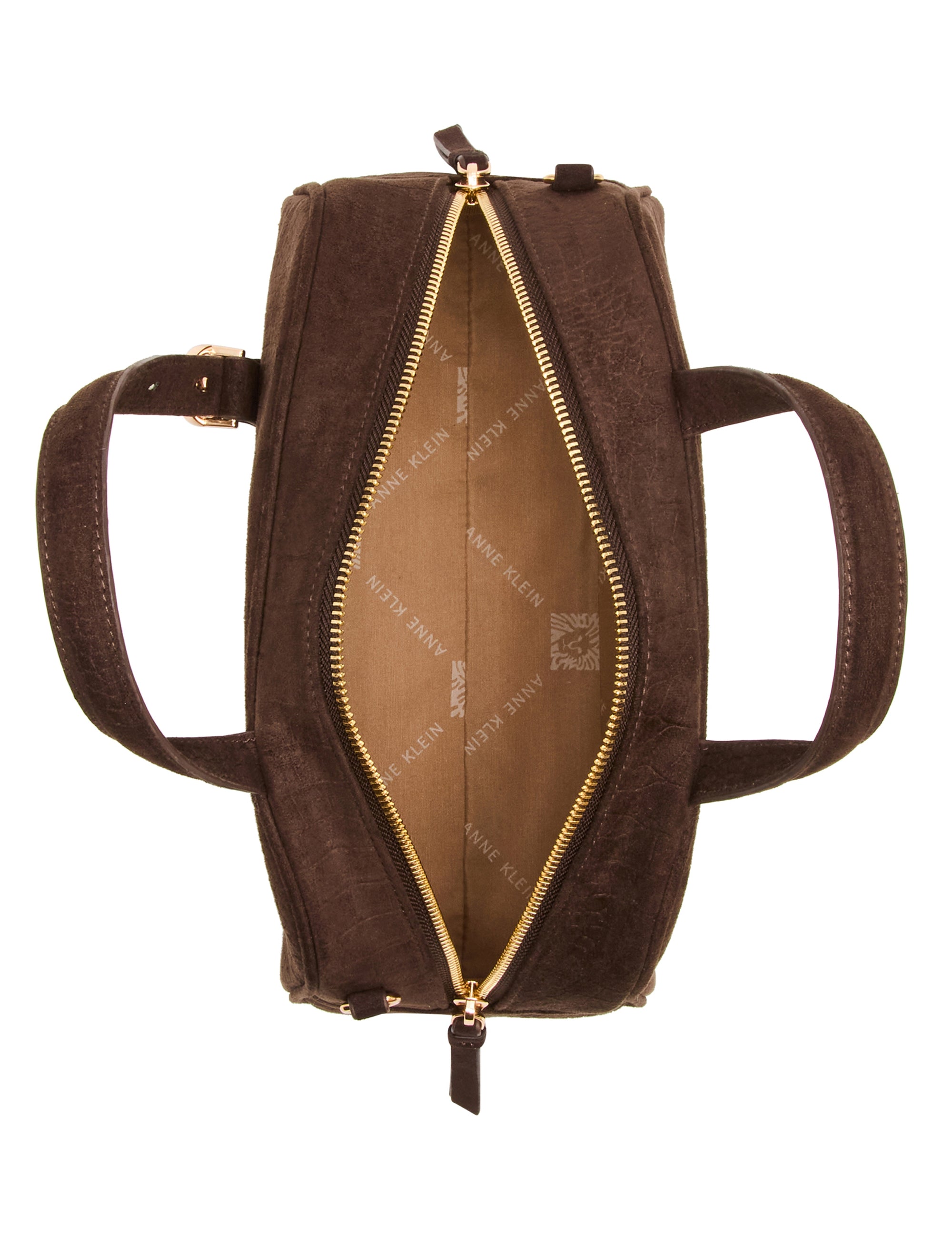 Faux Suede Crocodile Bowler Bag