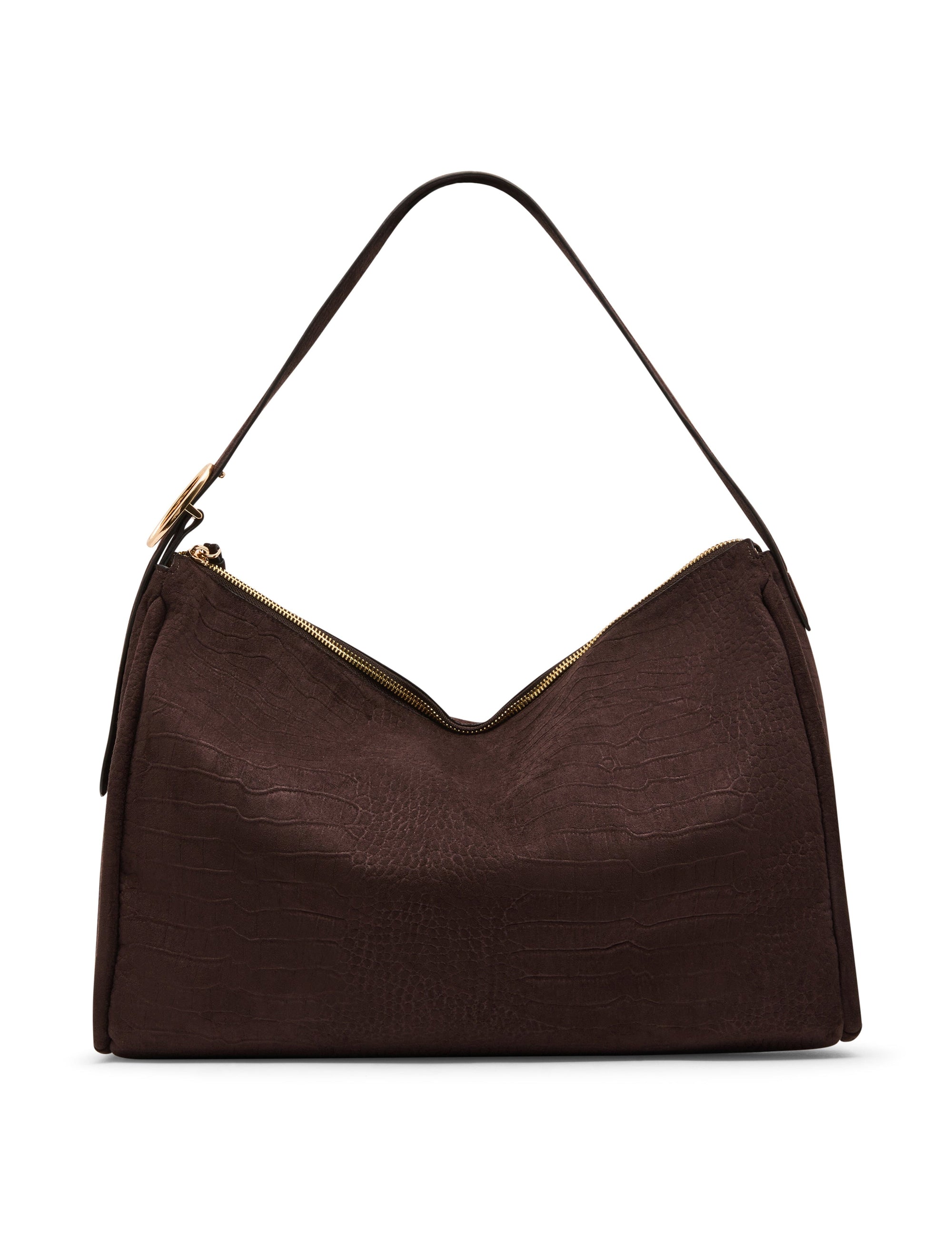 Faux Suede Crocodile Embossed Slouch Bag HOBO Madden - Handbags