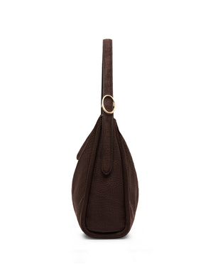 Faux Suede Crocodile Embossed Slouch Bag