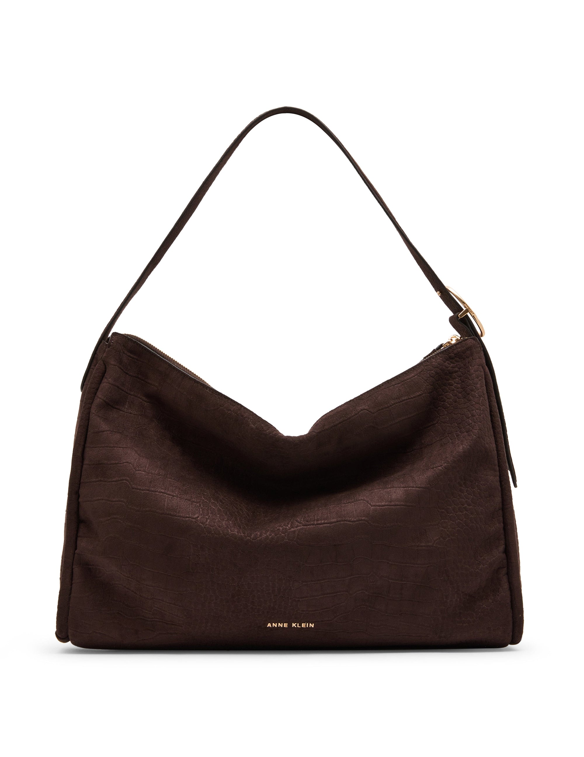 Faux Suede Crocodile Embossed Slouch Bag HOBO Madden - Handbags
