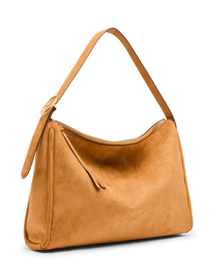 Faux Suede Crocodile Embossed Slouch Hobo Bag