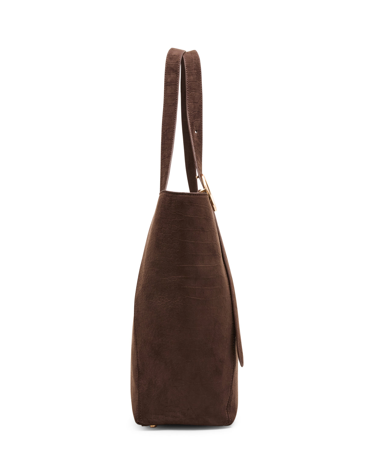 Faux Suede Crocodile Structured Tote Bag