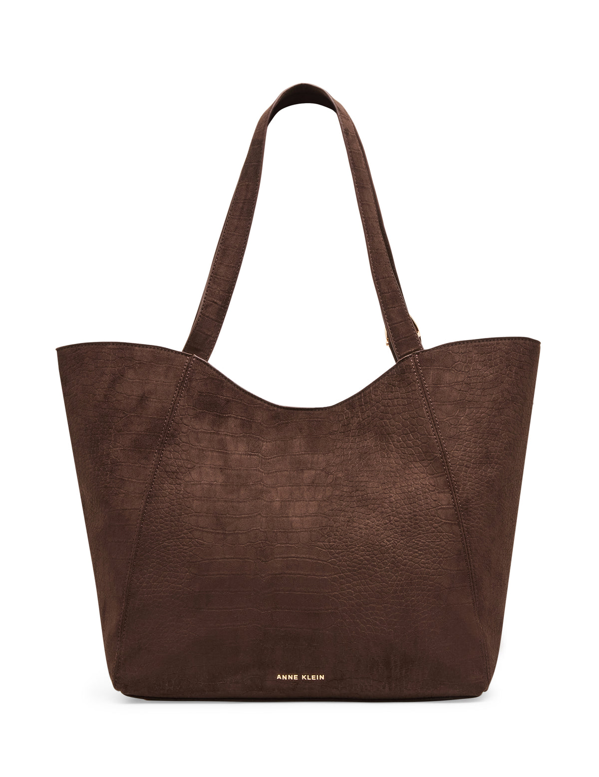 Faux Suede Crocodile Structured Tote Bag