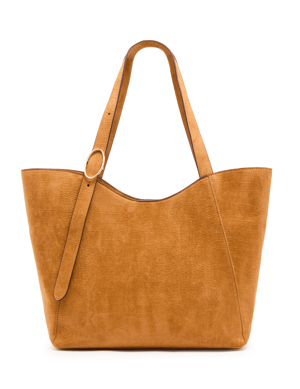 Faux Suede Smooth Structured Tote Bag