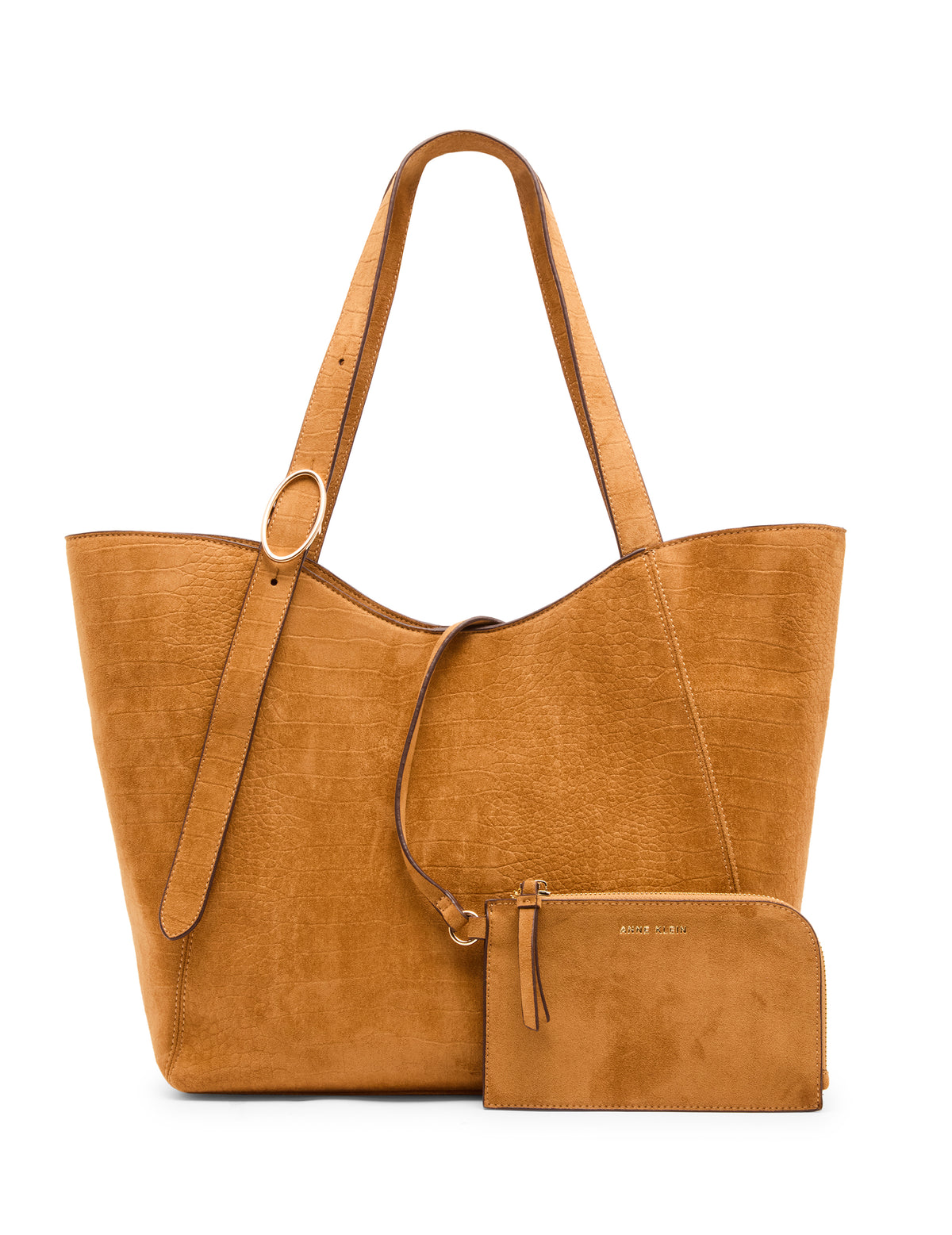 Faux Suede Smooth Structured Tote Bag