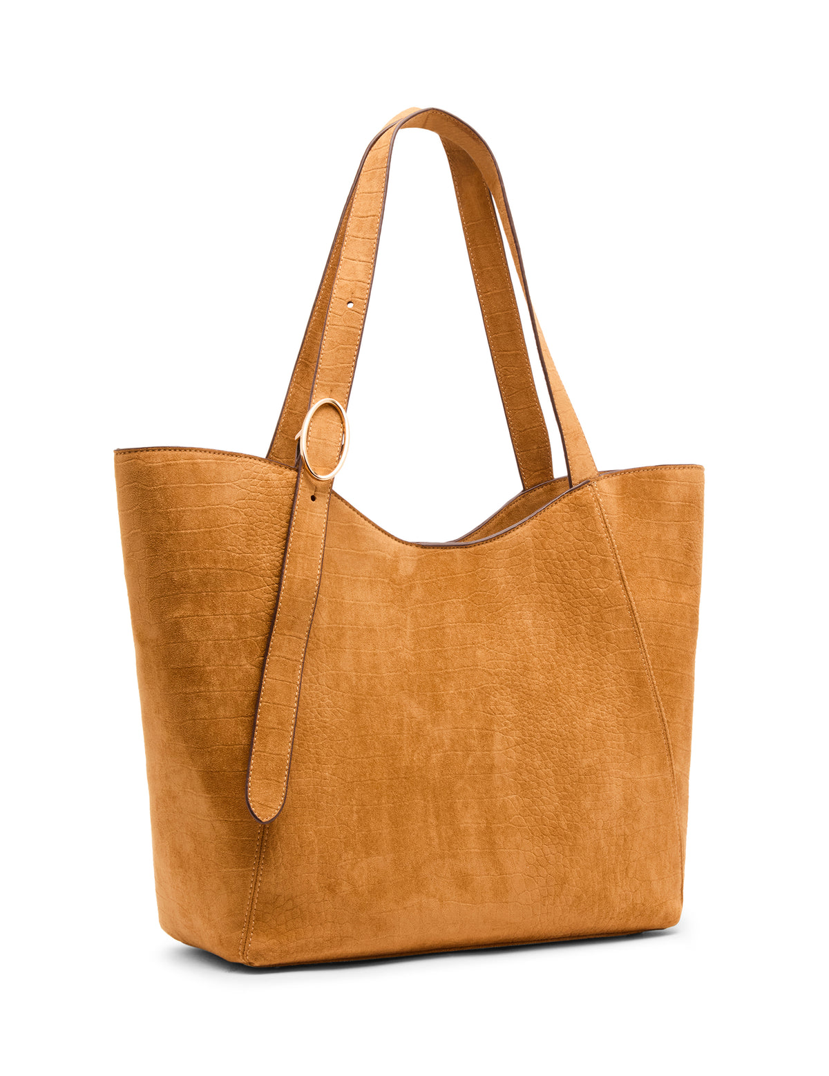Faux Suede Smooth Structured Tote Bag