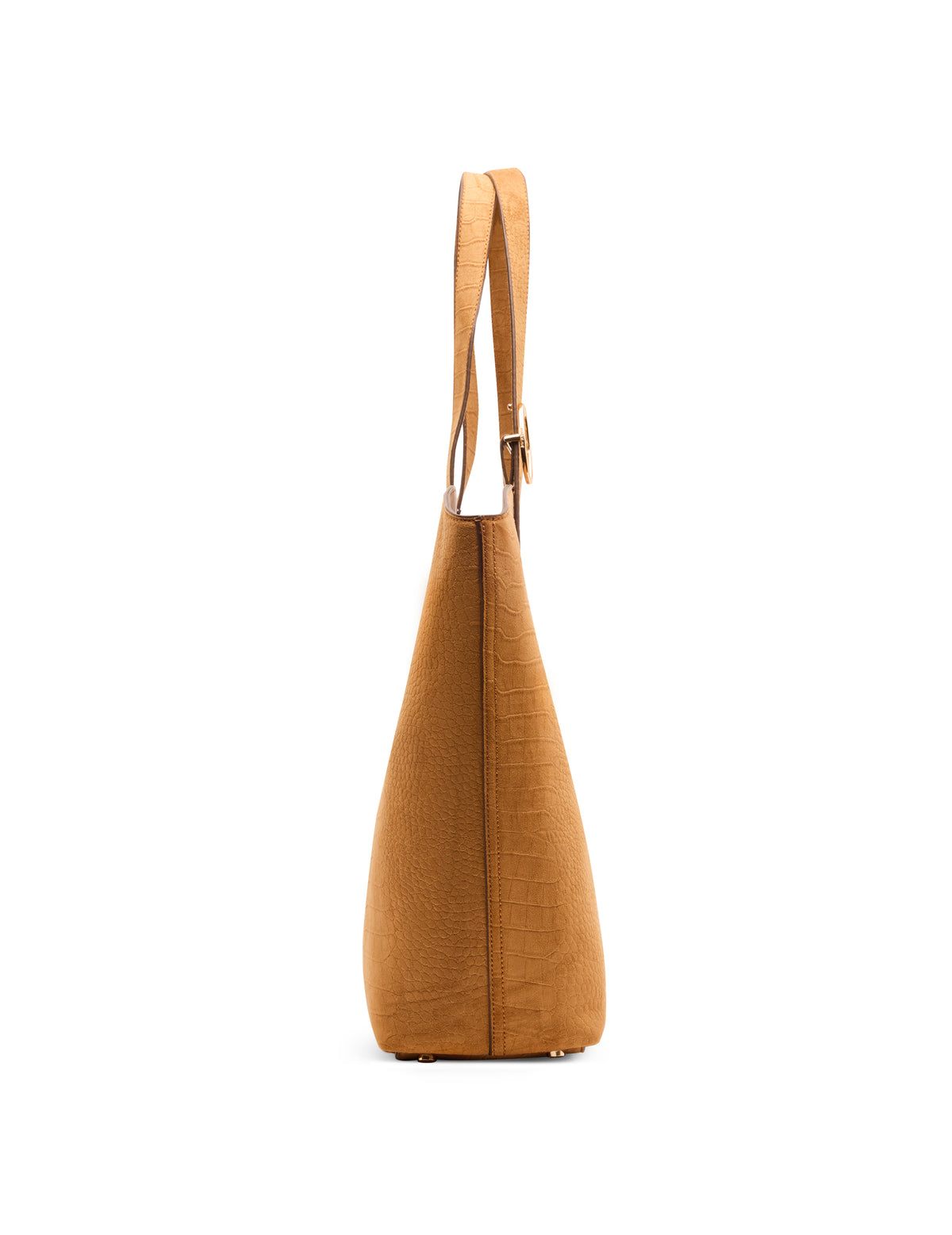 Faux Suede Crocodile Structured Tote Bag