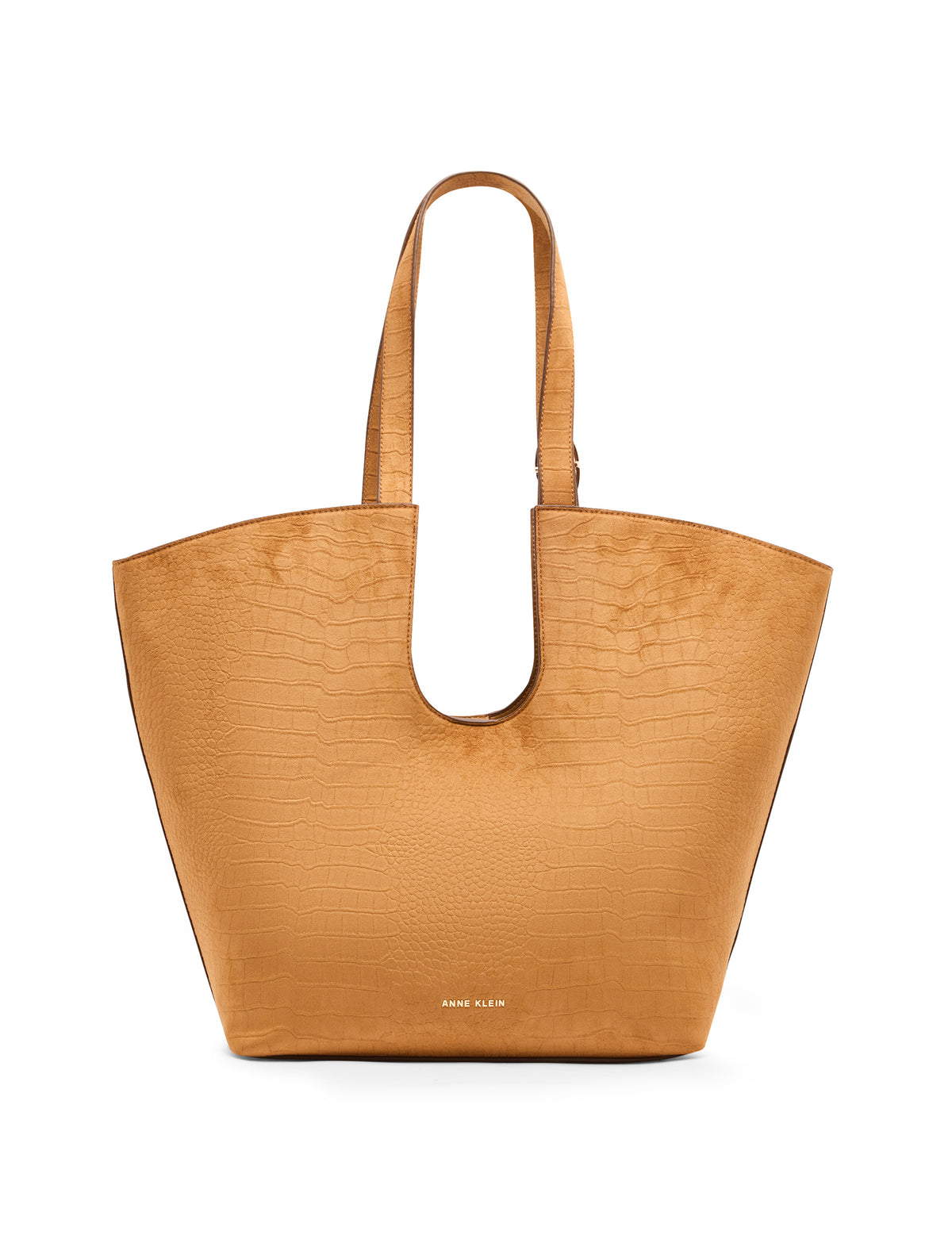 Faux Suede Crocodile Structured Tote Bag