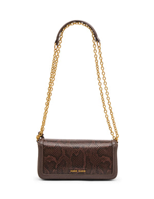 Faux Snake Flap Shoulder Bag