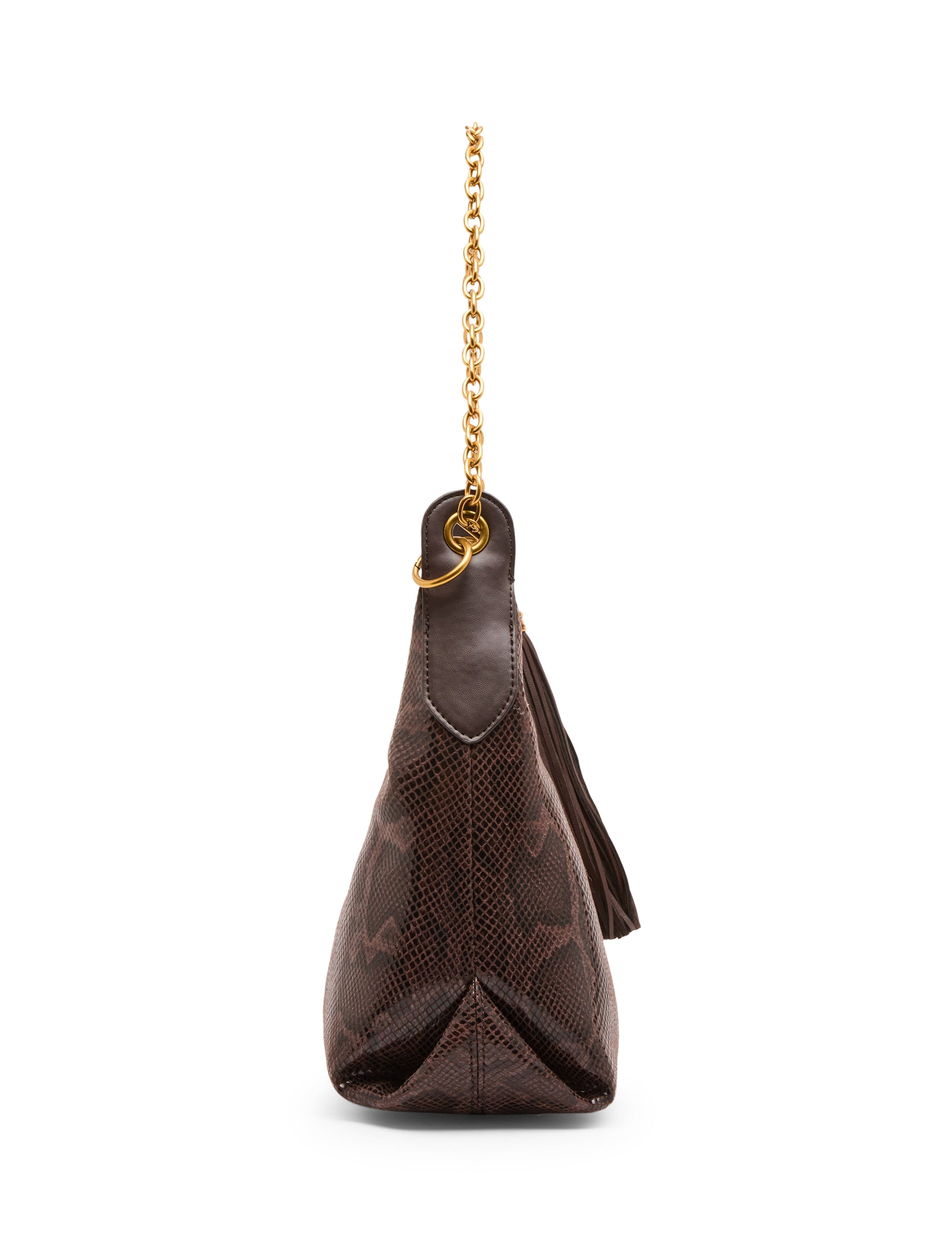 Faux Snake Curved Shoulder Bag