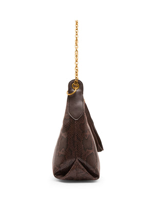 Faux Snake Curved Shoulder Bag