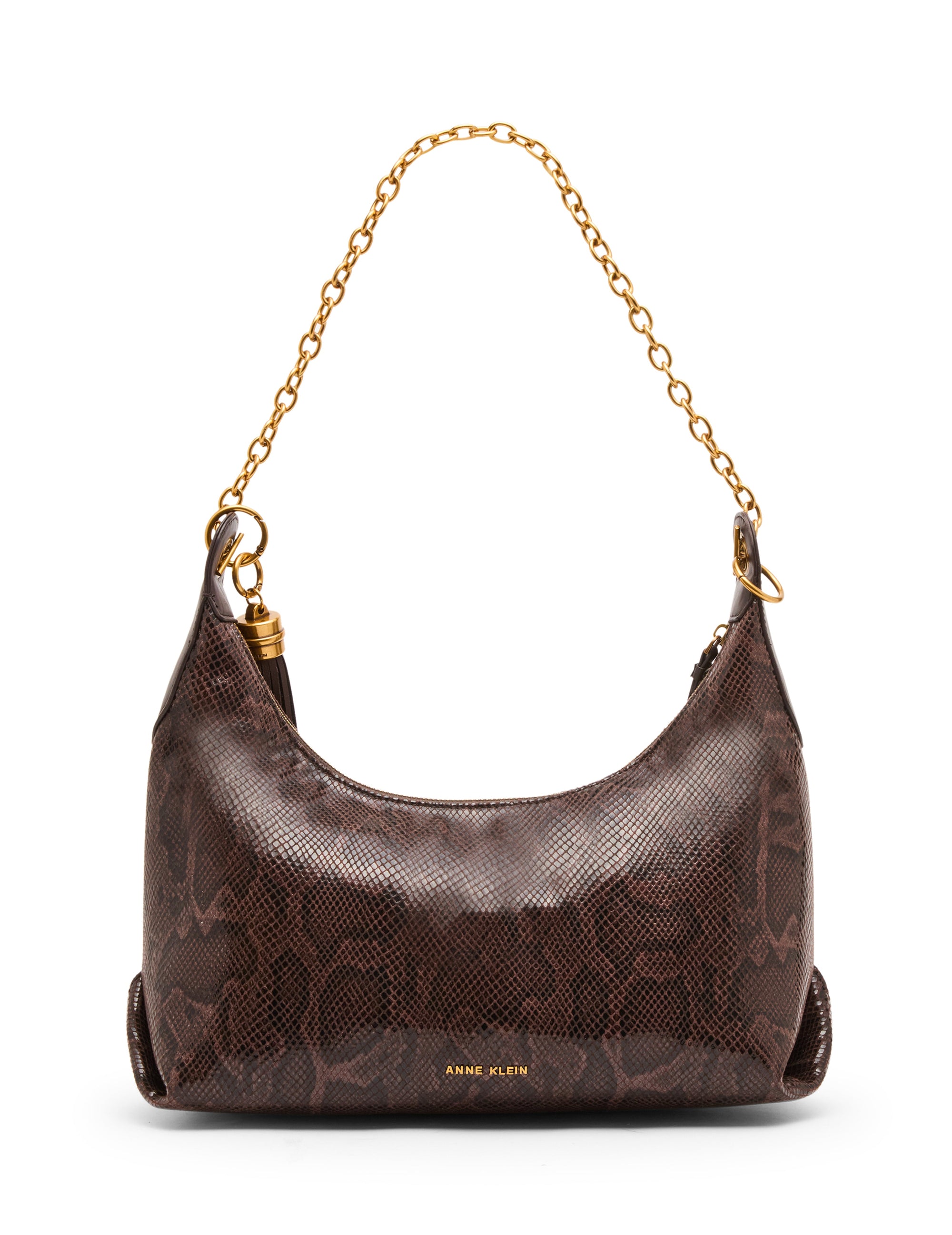 Faux Snake Curved Shoulder Bag
