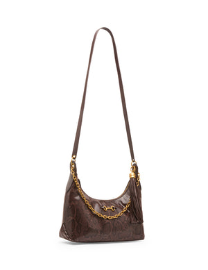 Faux Snake Curved Shoulder Bag