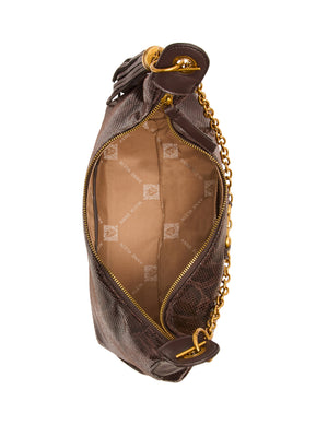 Faux Snake Curved Shoulder Bag