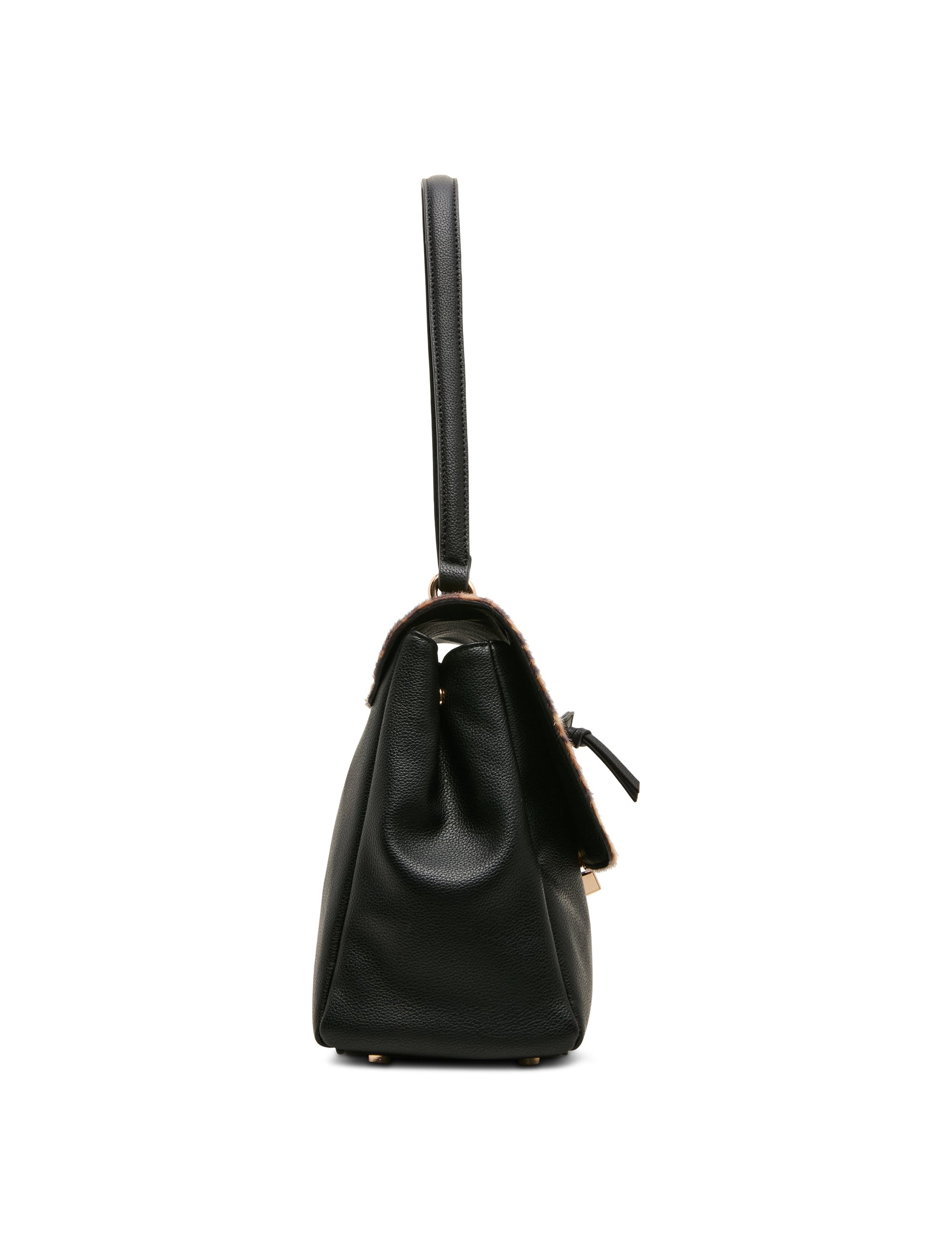 Faux Cheetah Calfhair Flap Shoulder Bag with Scarf
