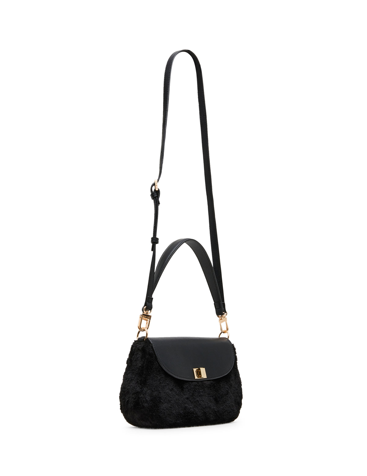 Faux Fur Crossbody Bag with Convertible Strap