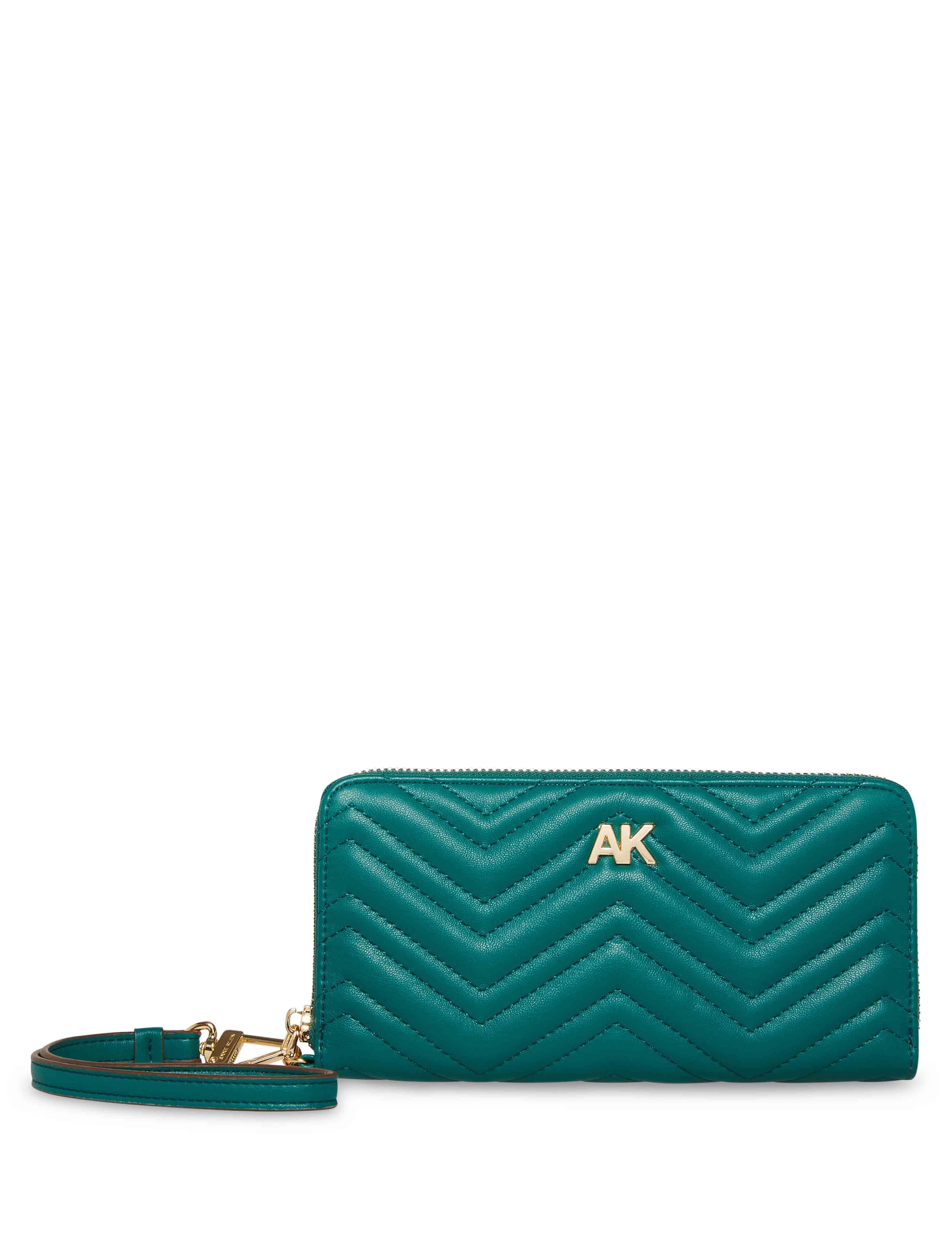  Anne Klein Round AK Zip Around Wallet, Saddle