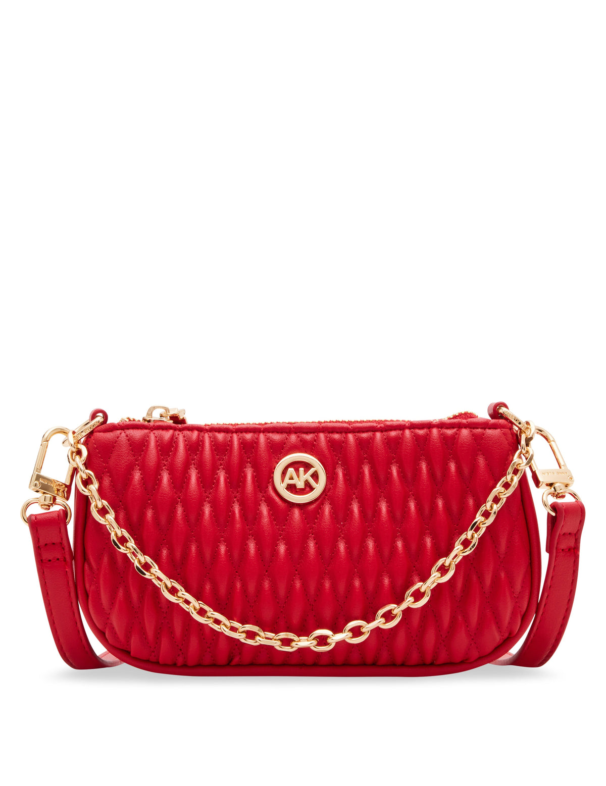 Anne Klein Crimson Mini Ruched Crossbody With Chain Swag