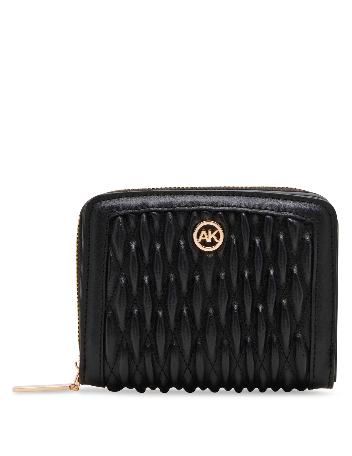 Anne Klein Black Small Ruched Quilted Wallet