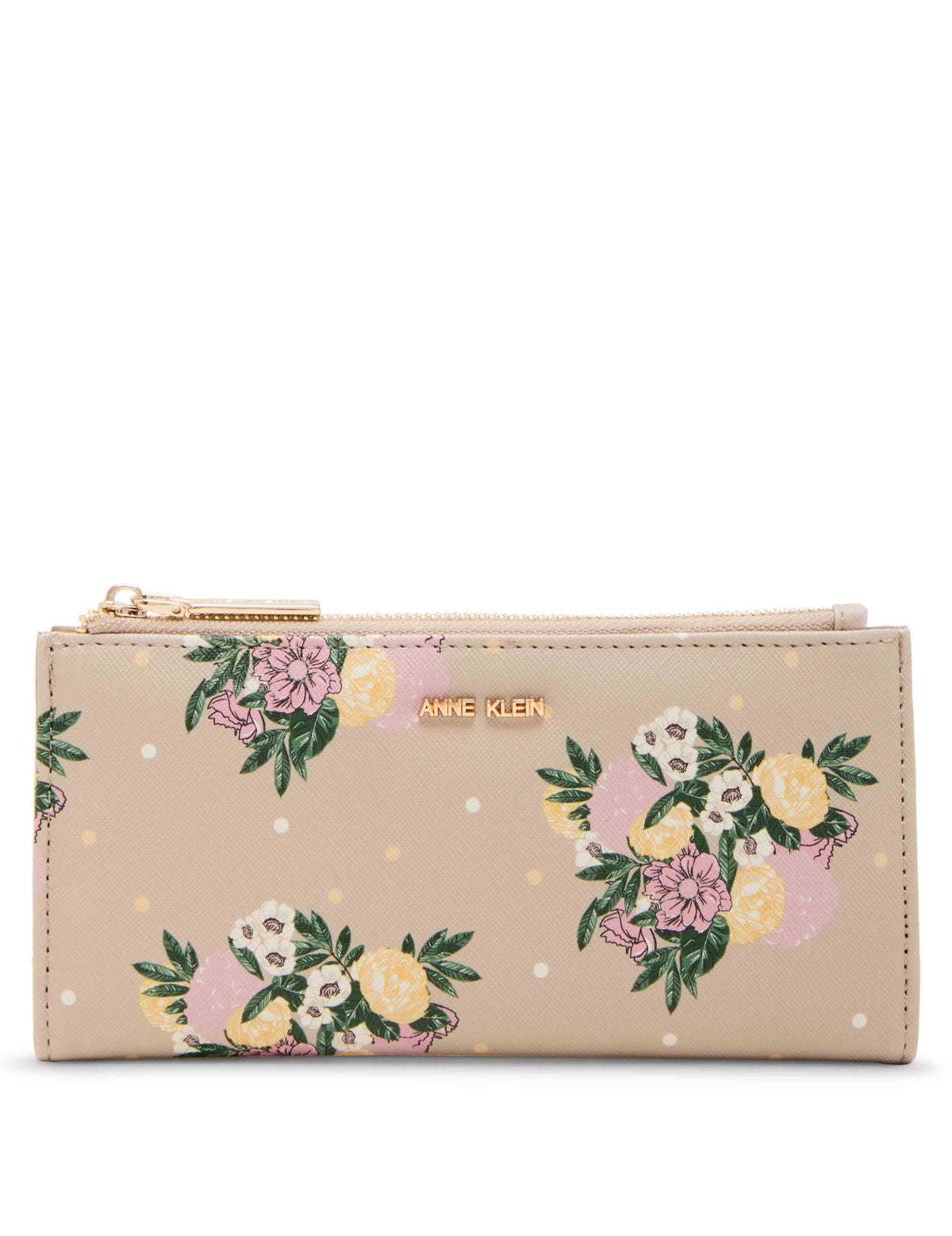 Anne Klein All Over Bouquet Floral Sesame Pink Multi Floral Bifold Wallet