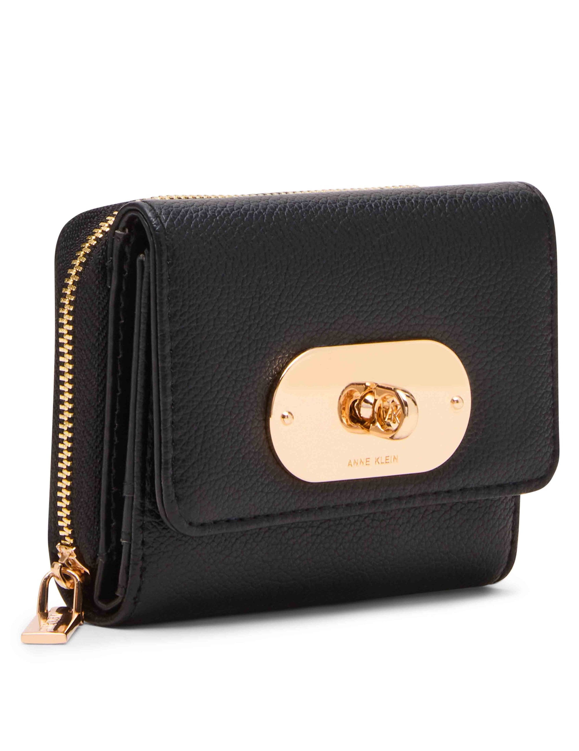 Anne Klein Oval Turnlock Trifold Wallet