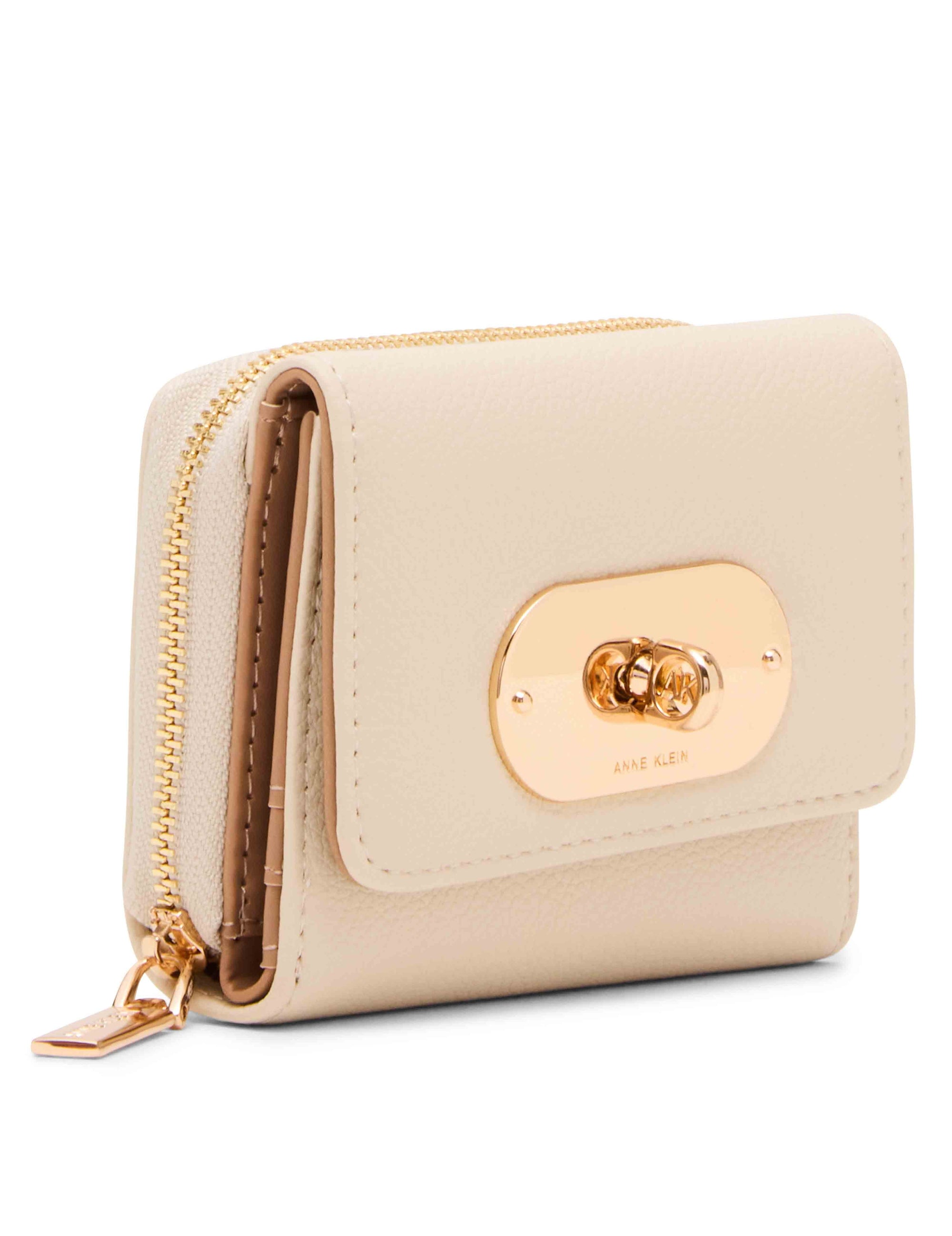 Anne Klein Oval Turnlock Trifold Wallet
