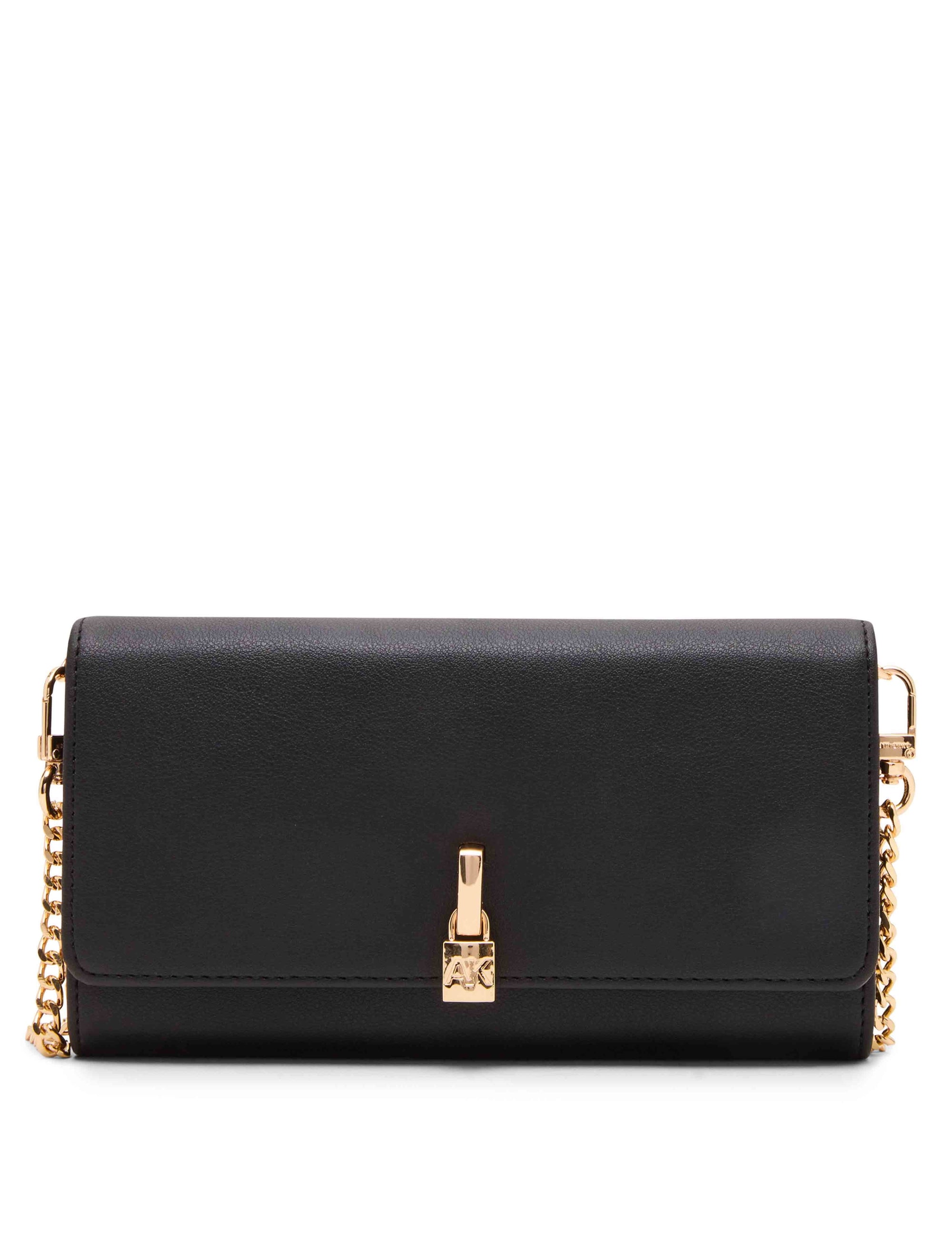 Anne Klein Black Wallet on Chain with Lock Charm