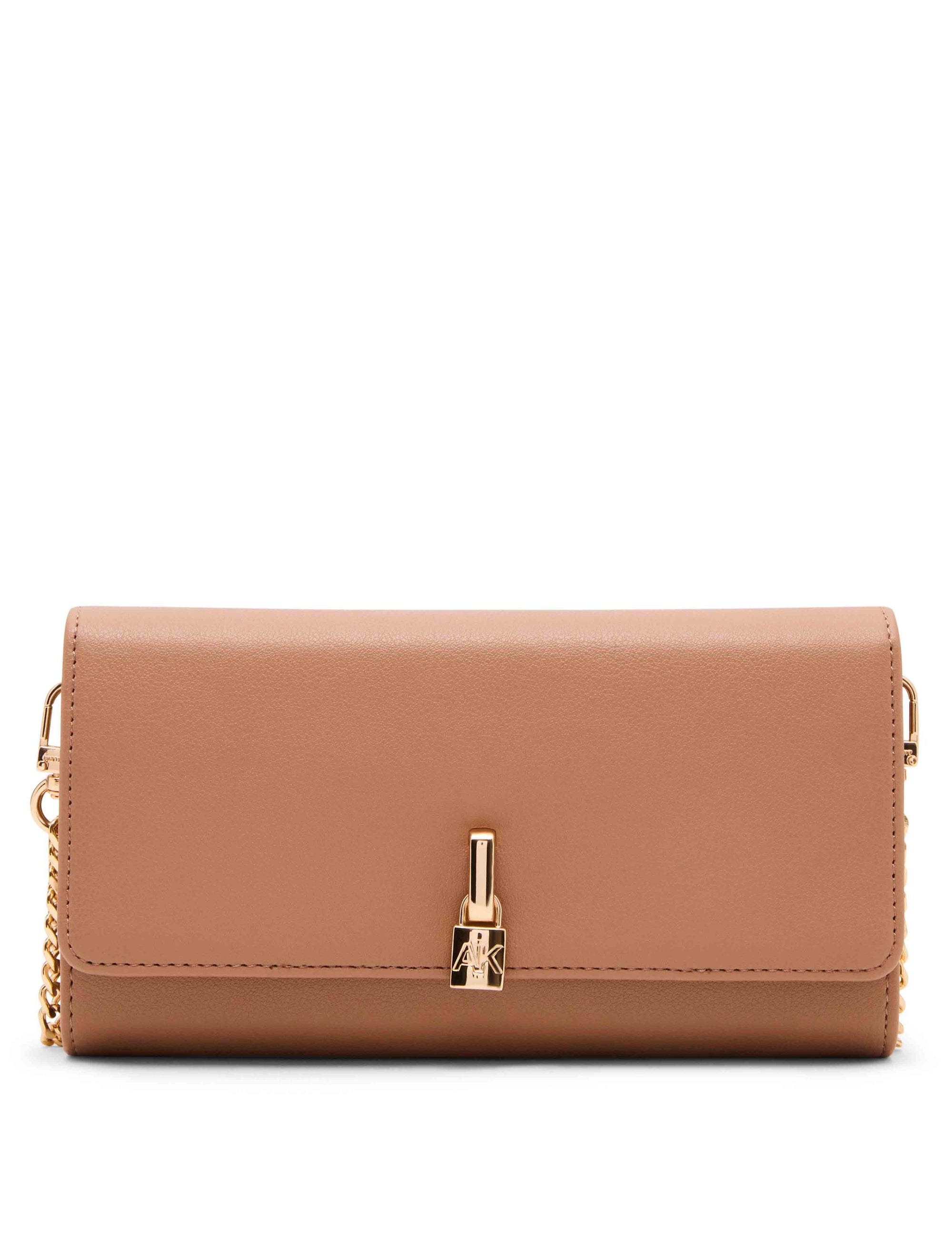 Anne Klein Mocha Wallet on Chain with Lock Charm