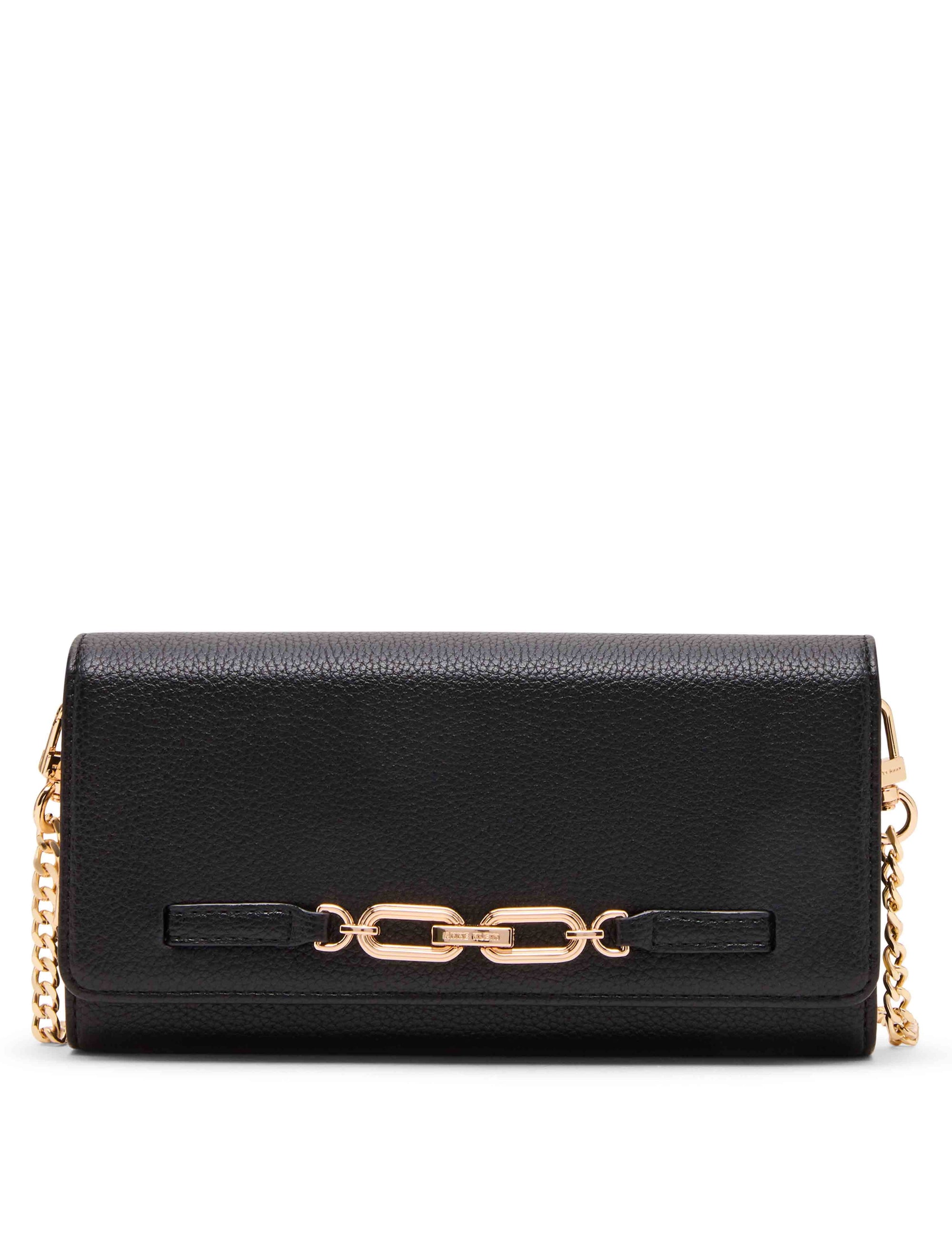 Anne Klein Black Small Chain Link Wallet on Chain