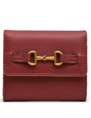 Anne Klein Red Earth Horsebit Trifold Wallet
