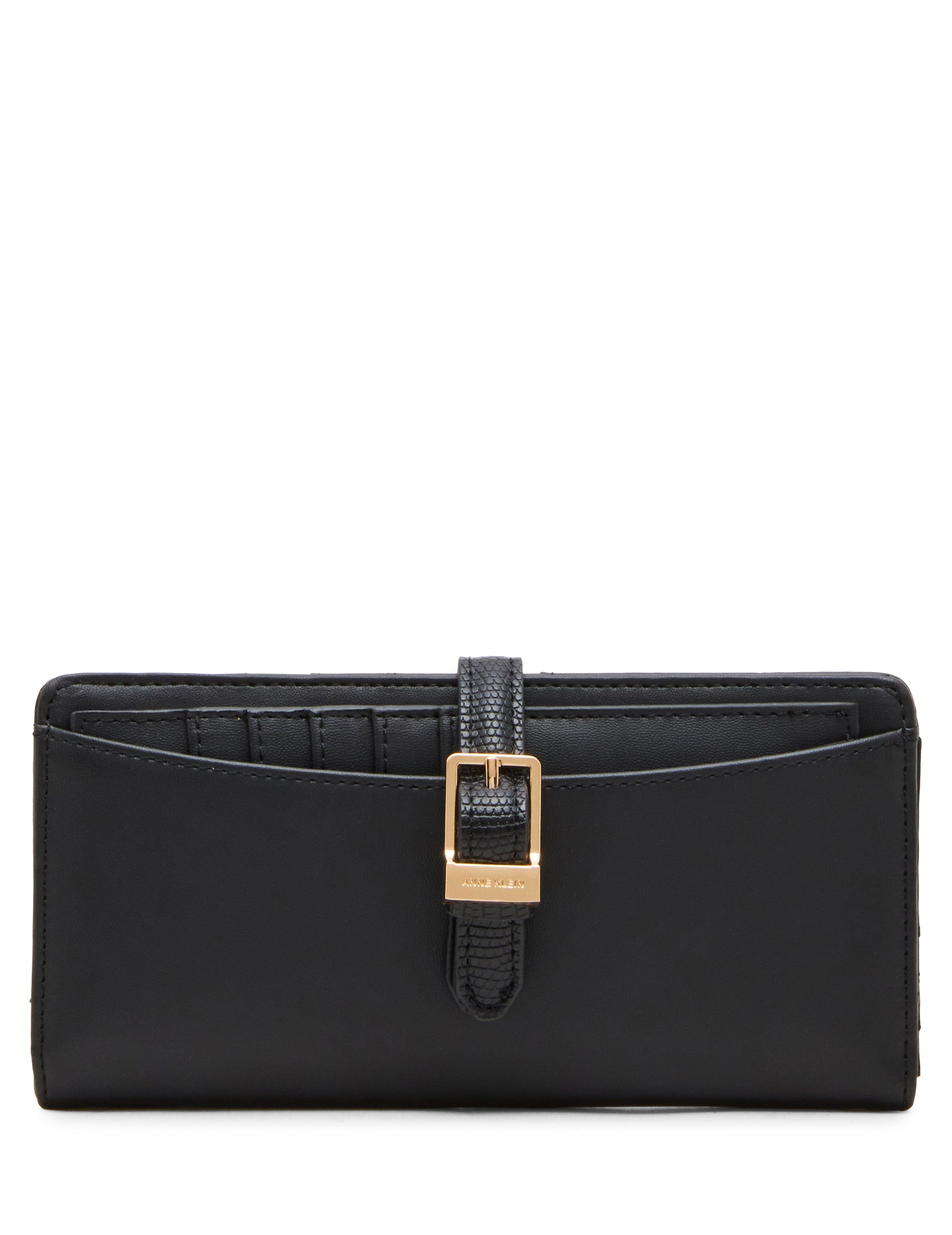 Anne Klein Black/Black Buckle Closure Wallet with Insert