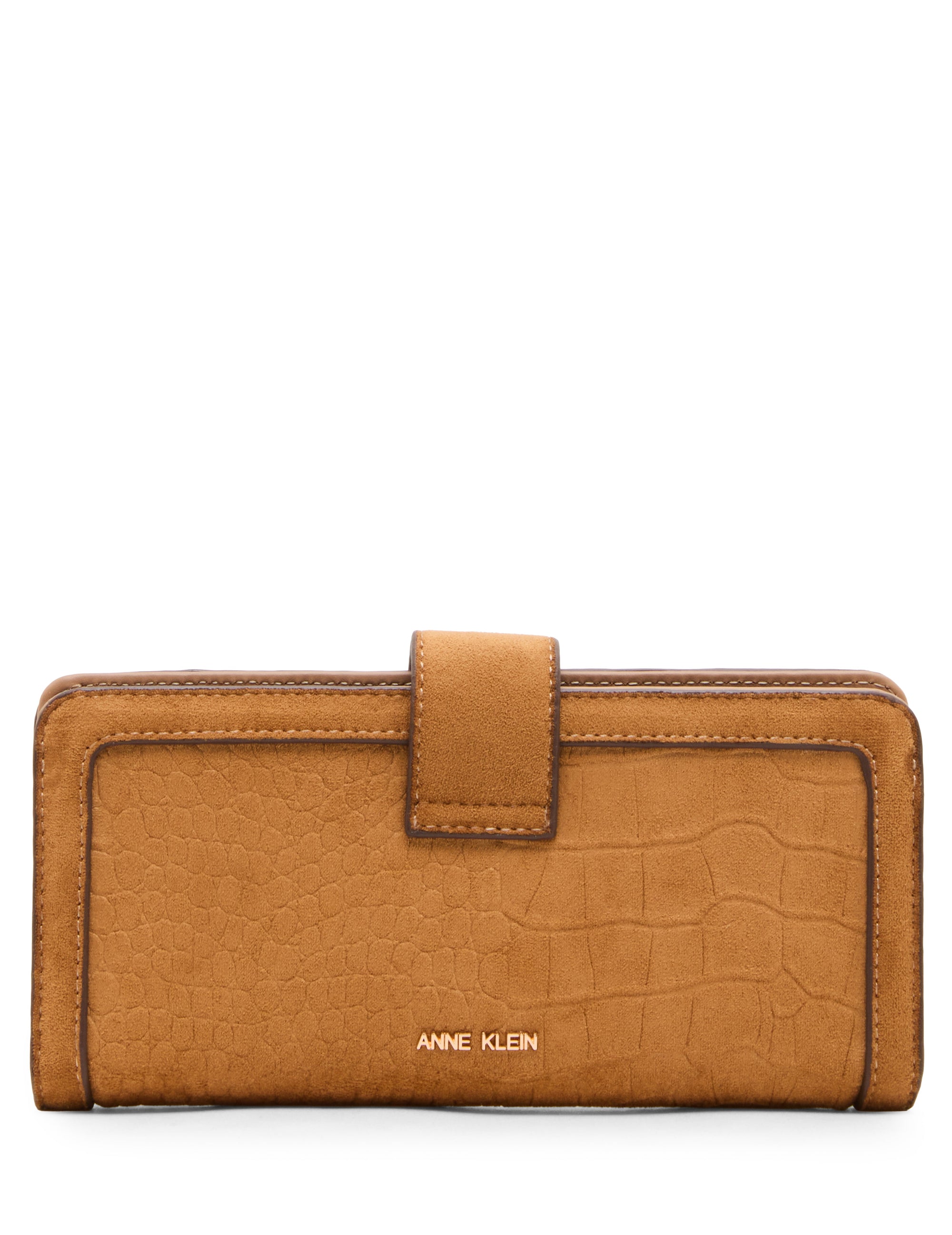 Faux Croc Suede Continental Wallet