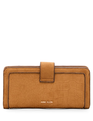 Faux Croc Suede Continental Wallet