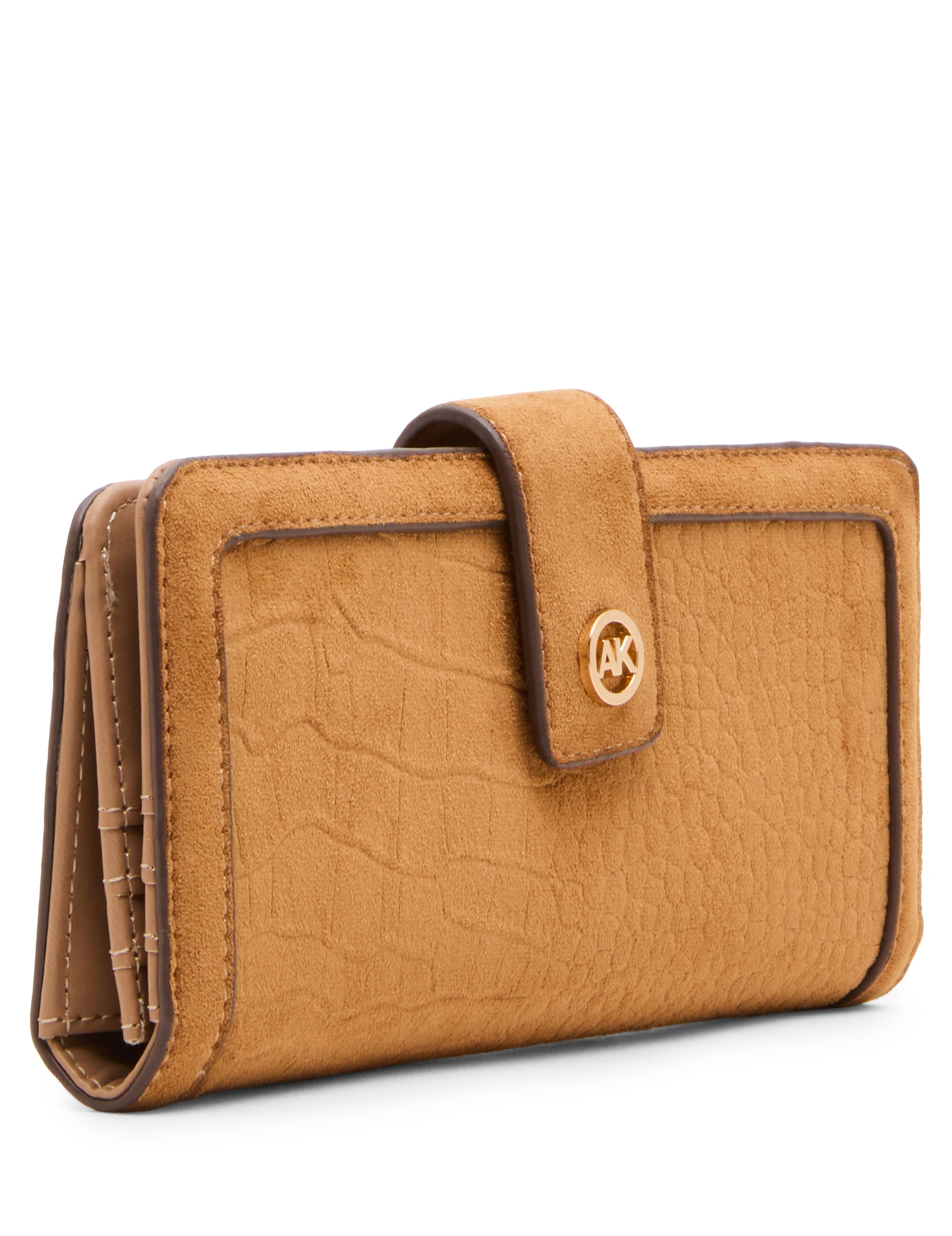 Faux Croc Suede Continental Wallet