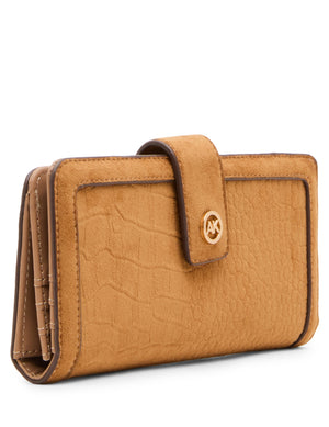 Faux Croc Suede Continental Wallet