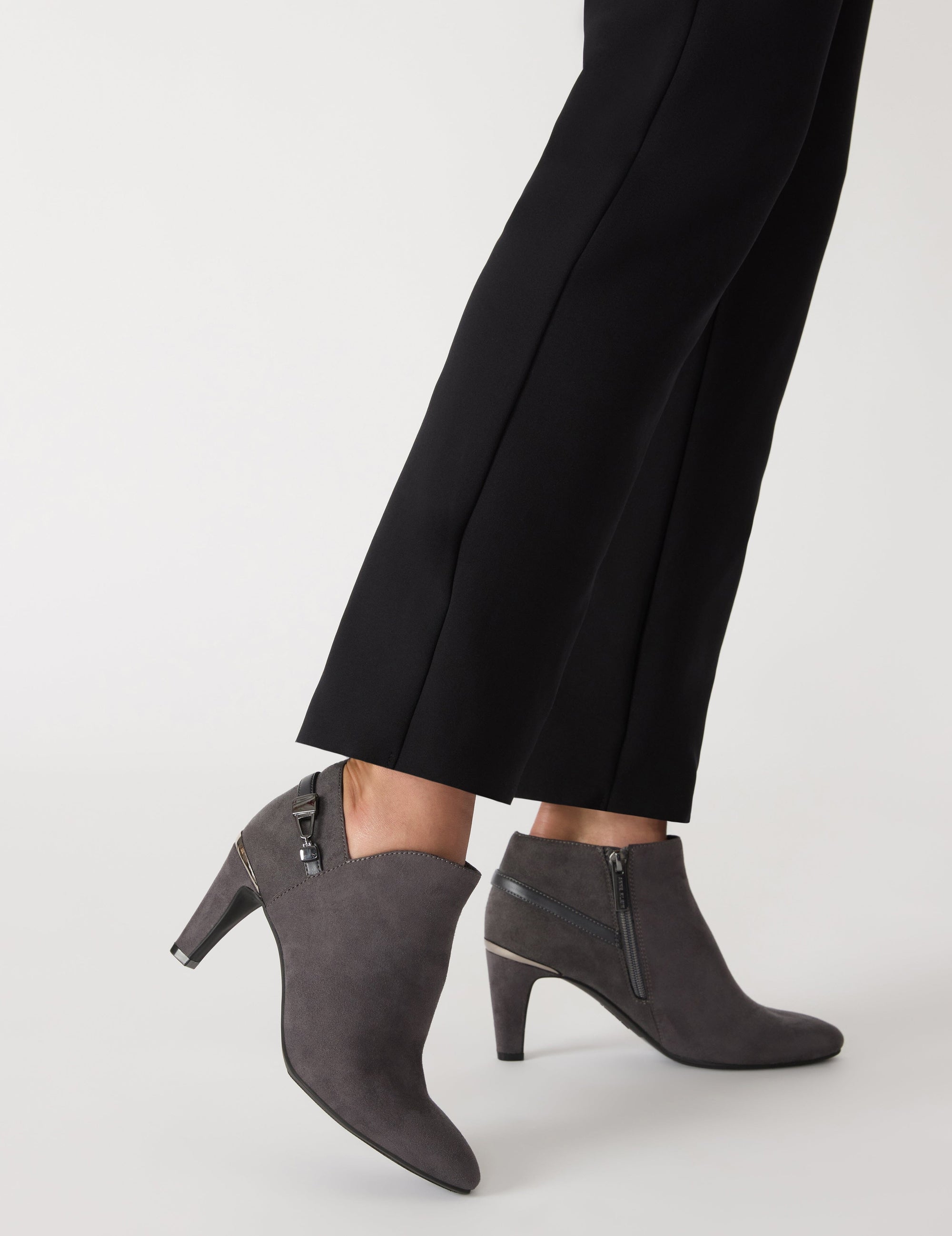 Anne Klein Charcoal Micro Aquitaine Ankle Bootie