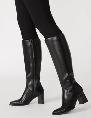 Anne Klein Black Smooth Pietro Tall Boot