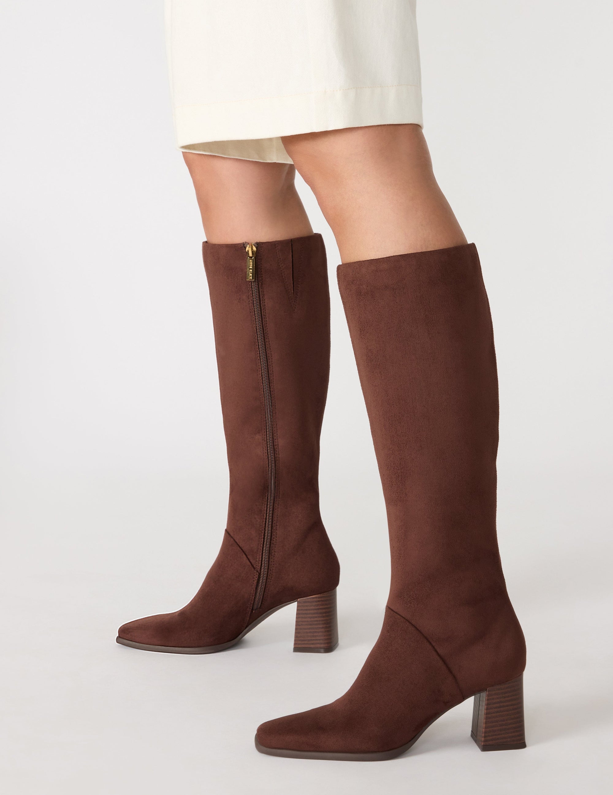Anne Klein Chocolate Brown Micro Pietro Tall Boot