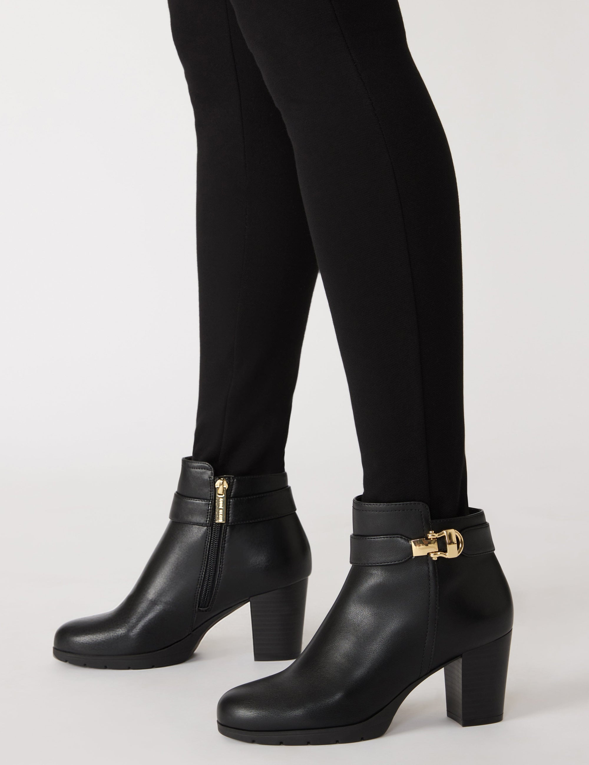 Anne Klein Black Smooth Reins Dress Bootie