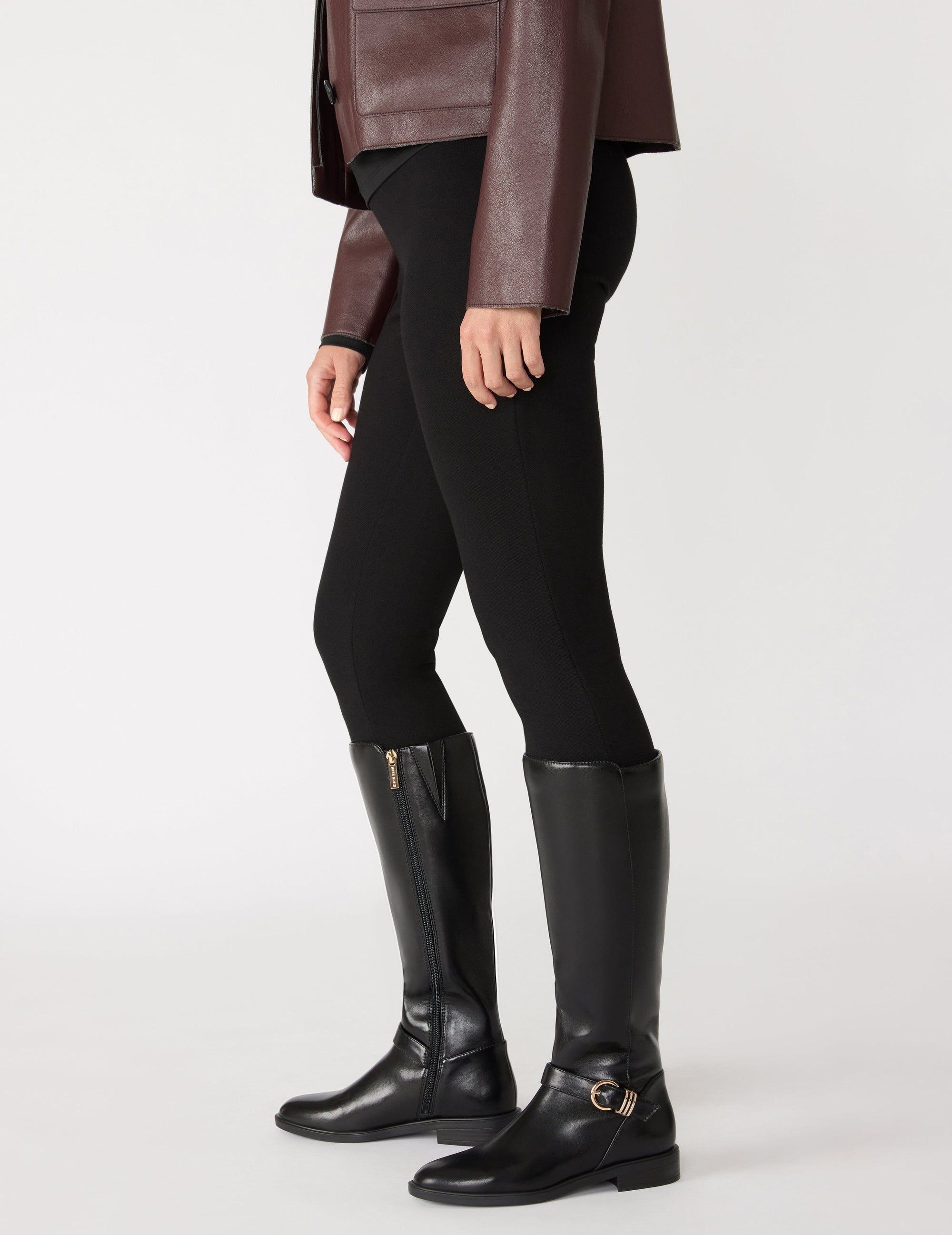 Anne Klein Black Smooth Solana Tall Shaft Boot