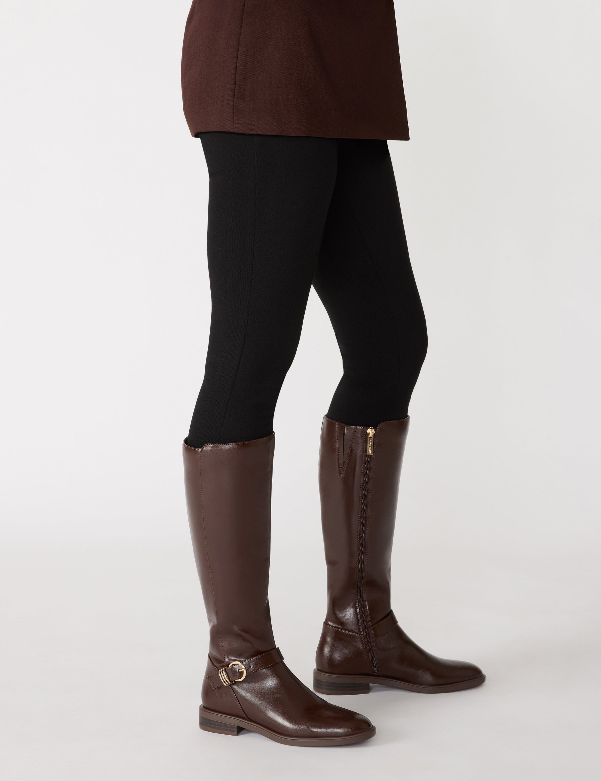 Anne Klein Dark Brown Smooth Solana Tall Shaft Boot