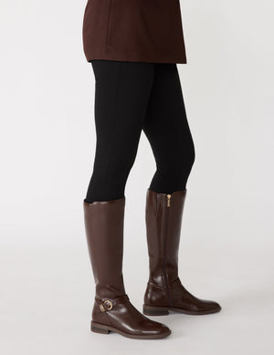 Anne Klein Dark Brown Smooth Solana Tall Shaft Boot