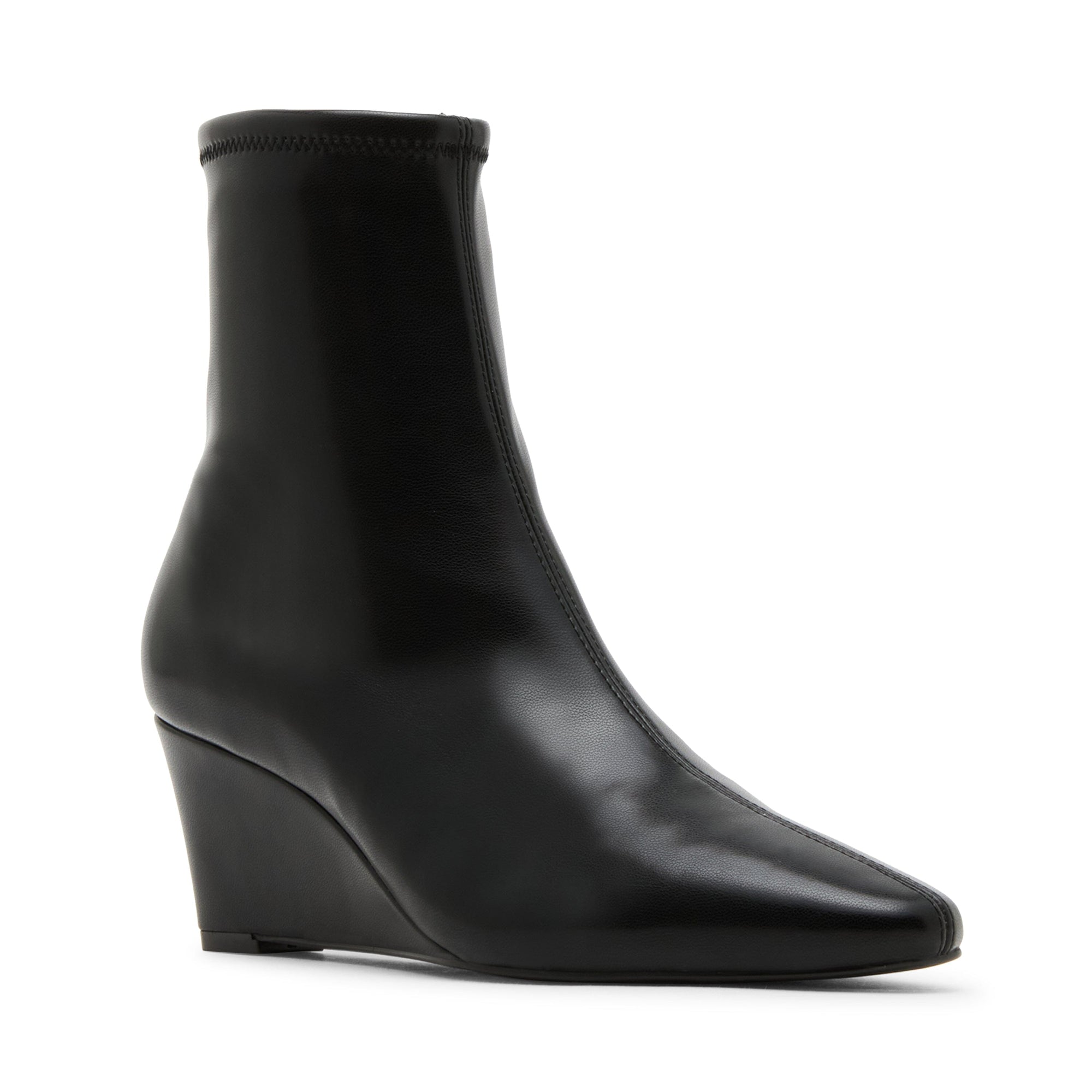 Anne Klein Black Smooth Cabrera Wedge Bootie