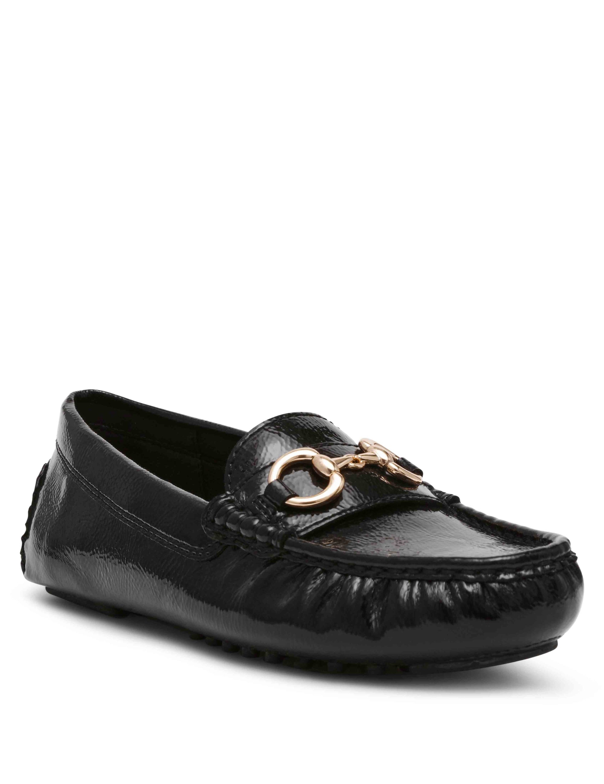 Anne Klein Black Crinkle Chrystie Moccasin