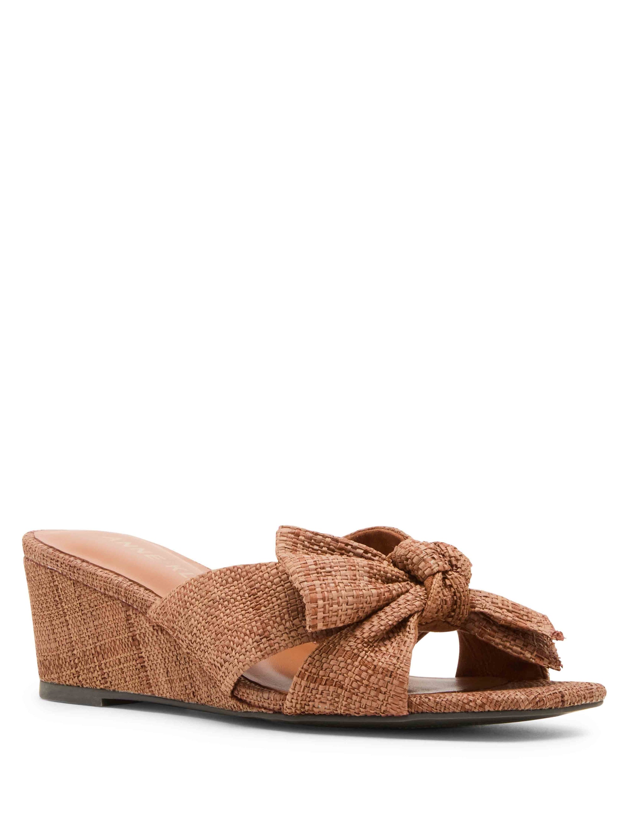 Anne Klein Brown Raffia Dara Wedge