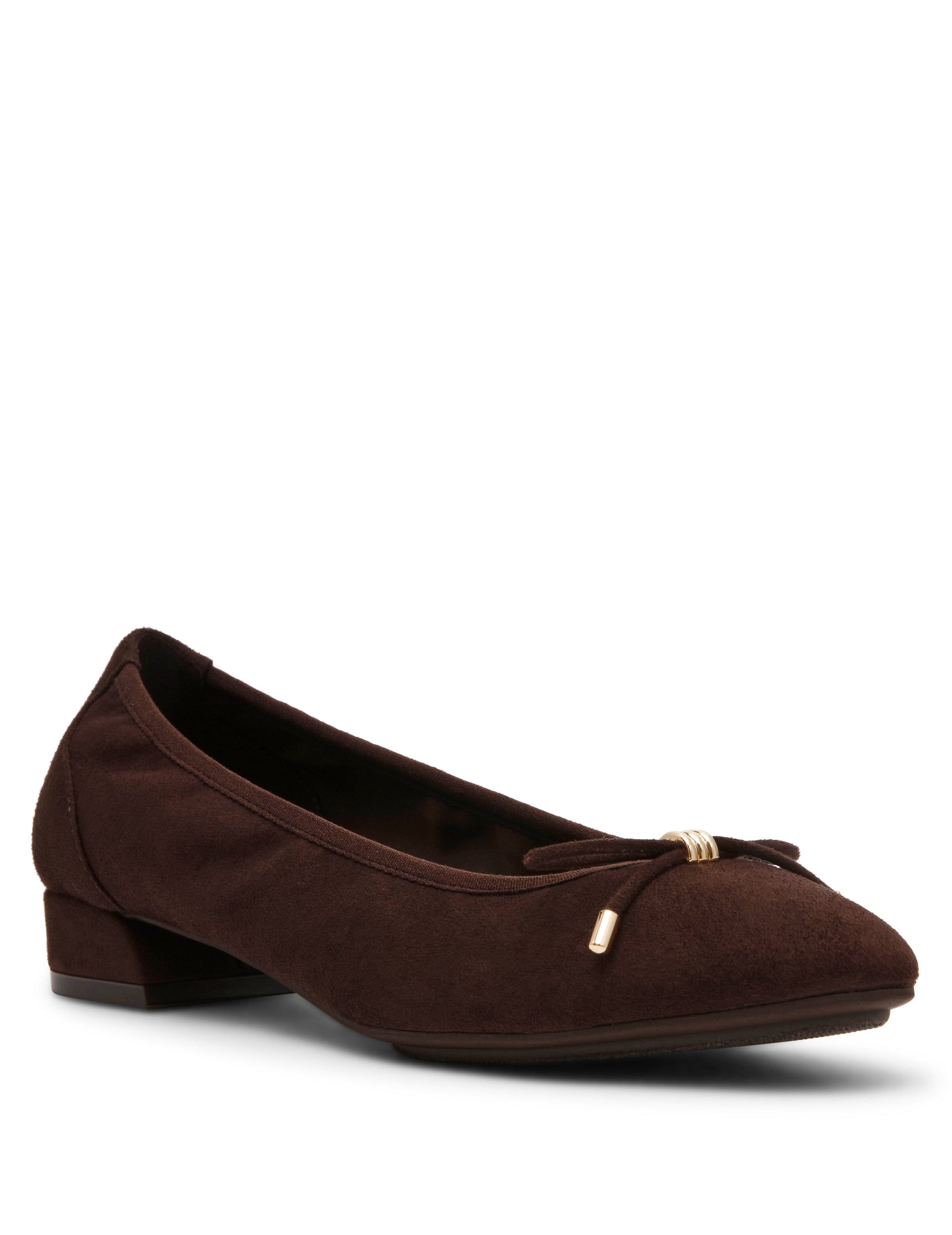 Anne Klein Chocolate Brown Micro Divine Dress Pump with Classic Block Heel