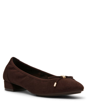 Anne Klein Chocolate Brown Micro Divine Dress Pump with Classic Block Heel
